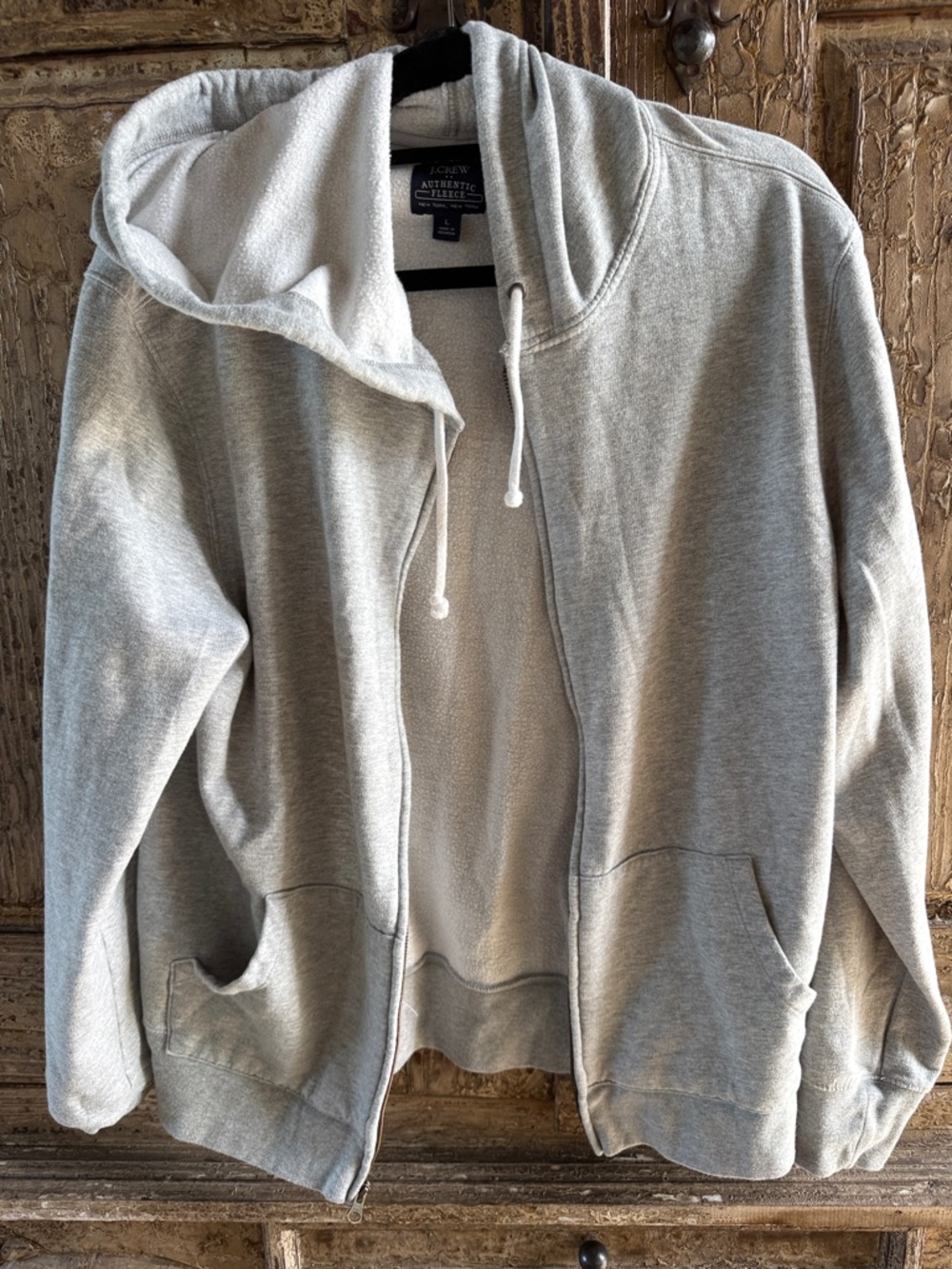 J. Crew Gray Fleece Hooded Zip Sweatshirt